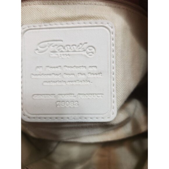 Fossil 75082 Woven Straw Fabric Handbag Purse w/ Leather Trim 13"x8"x4" - Picture 13 of 13